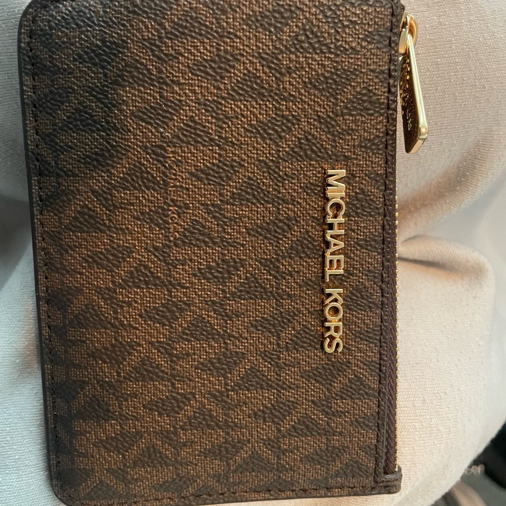 Michael Kors Tan and Gold Travel Wallet